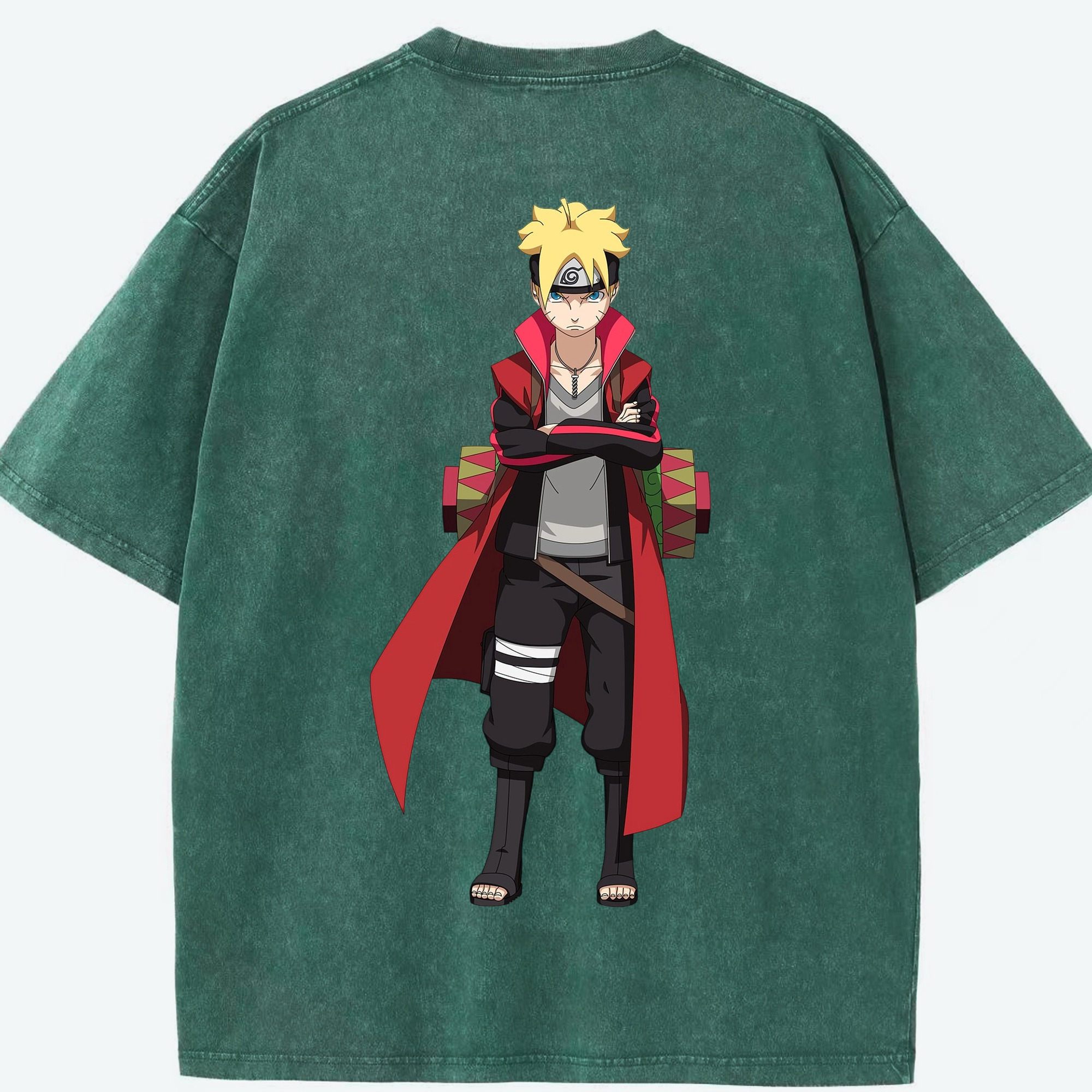 （画像用） NARUTO -ナルト- うずまき ボルト Uzumaki Boruto 綿100% ヴィンテージ風 半袖Tシャツ（背面プリント）